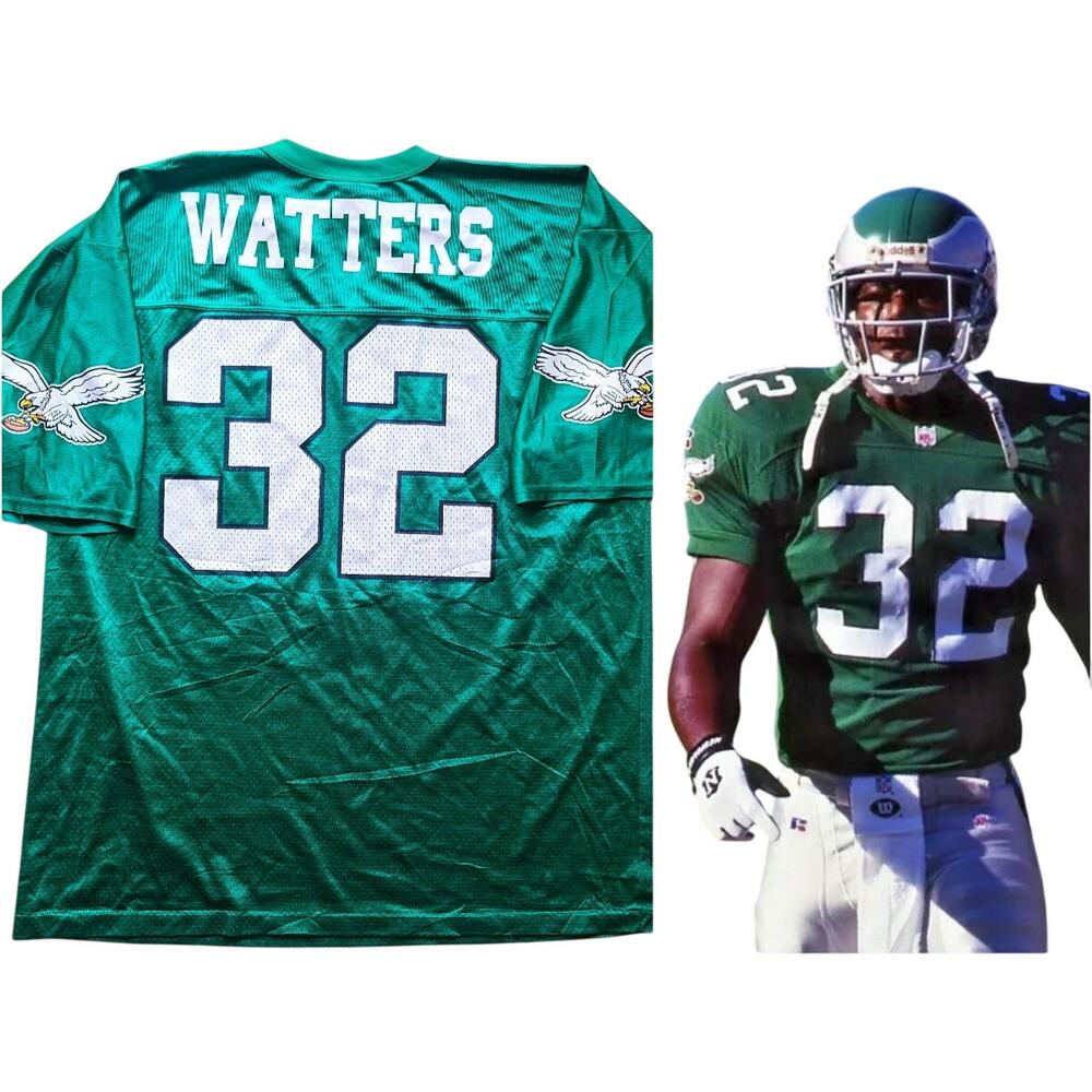 Ricky WATTERS Philadelphia Eagles 90s LOGO ATHLETIC jersey L 46-48 kelly NFL vtg
